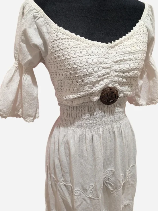 Vintage White Western Boho Maxi Dress (fits S-L) ‼️open to Offers - Picture 2 of 4